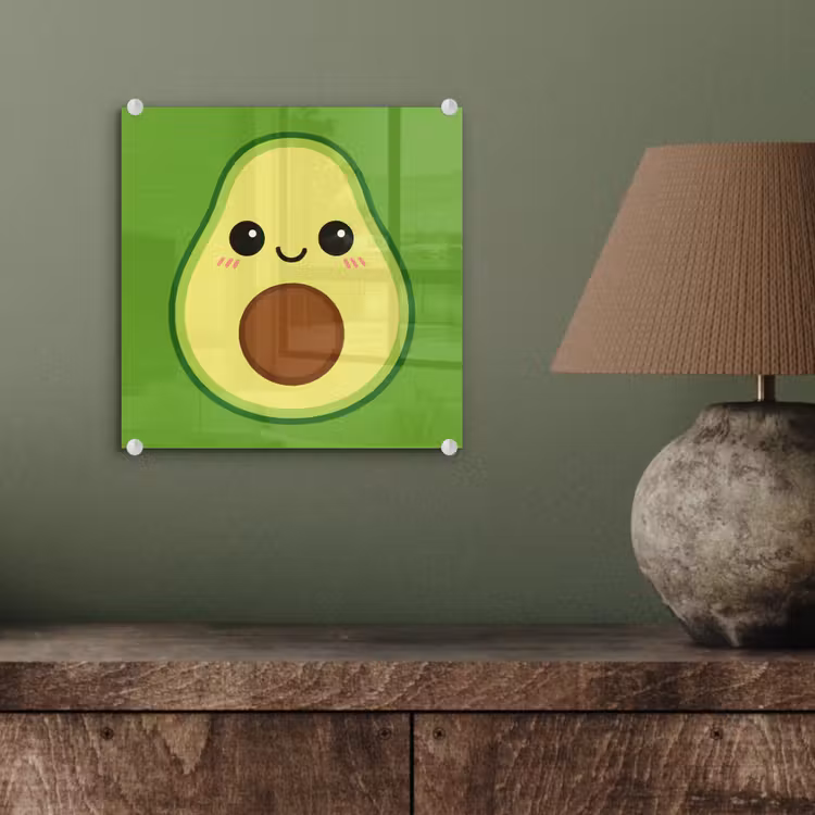 Glas schilderij - Avocado met Gezicht Groen — 4