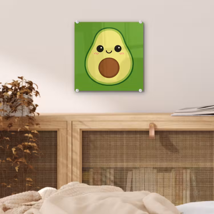 Glas schilderij - Avocado met Gezicht Groen — 5