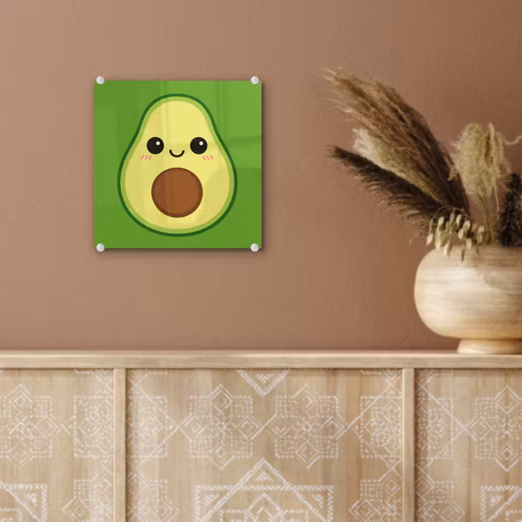 Glas schilderij - Avocado met Gezicht Groen — 6