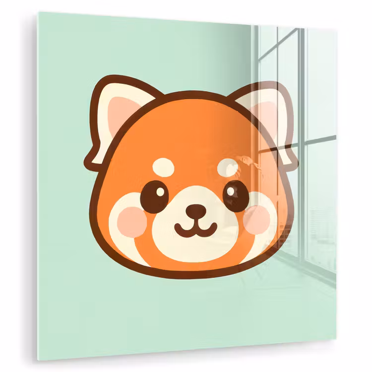 Glas schilderij - Rode Panda Cartoon