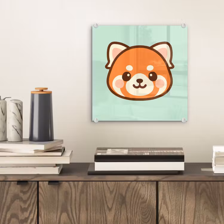 Glas schilderij - Rode Panda Cartoon — 2