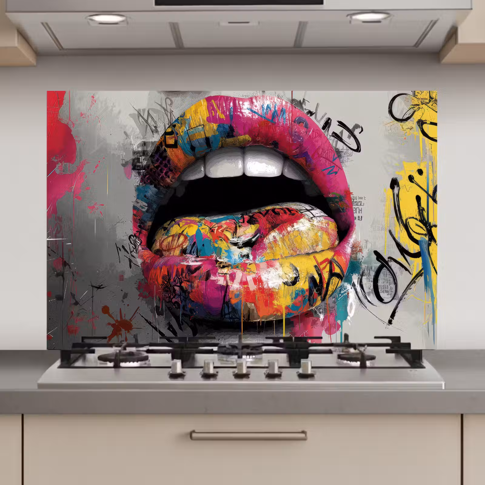 Spatscherm keuken - Lippen - Graffiti - Expressief — 1