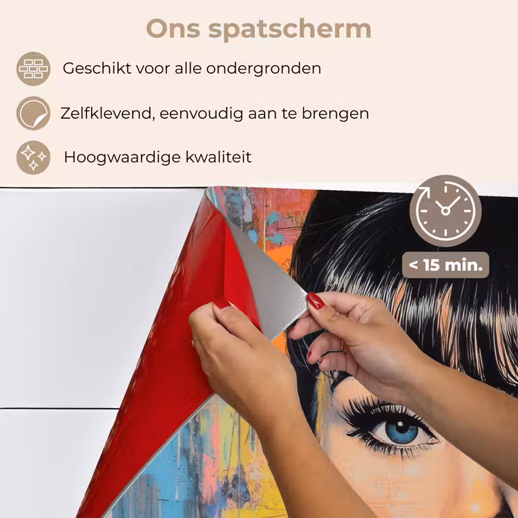 Spatscherm keuken - Kauwgom - Vrouw - Penseelstreken - Modern — 4