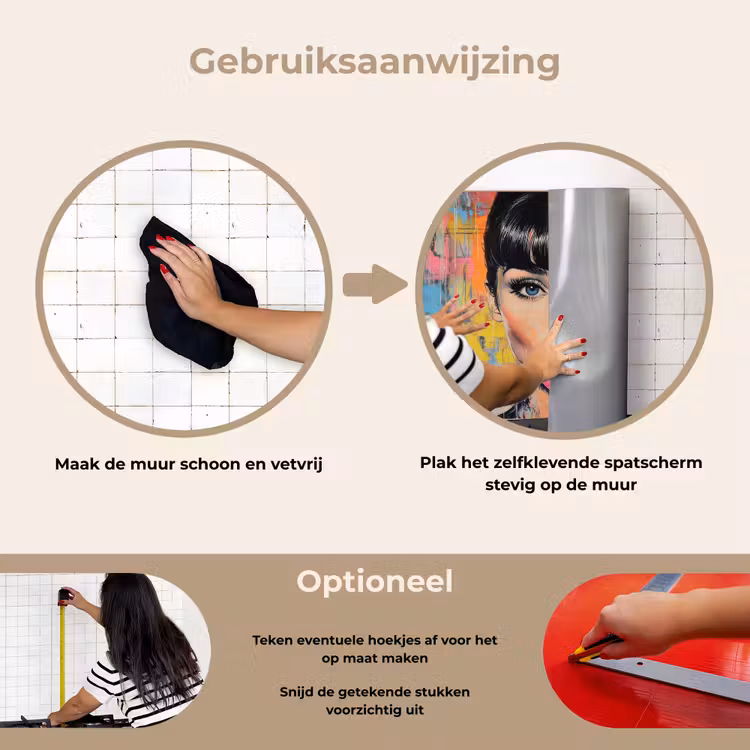 Spatscherm keuken - Kauwgom - Vrouw - Penseelstreken - Modern — 8