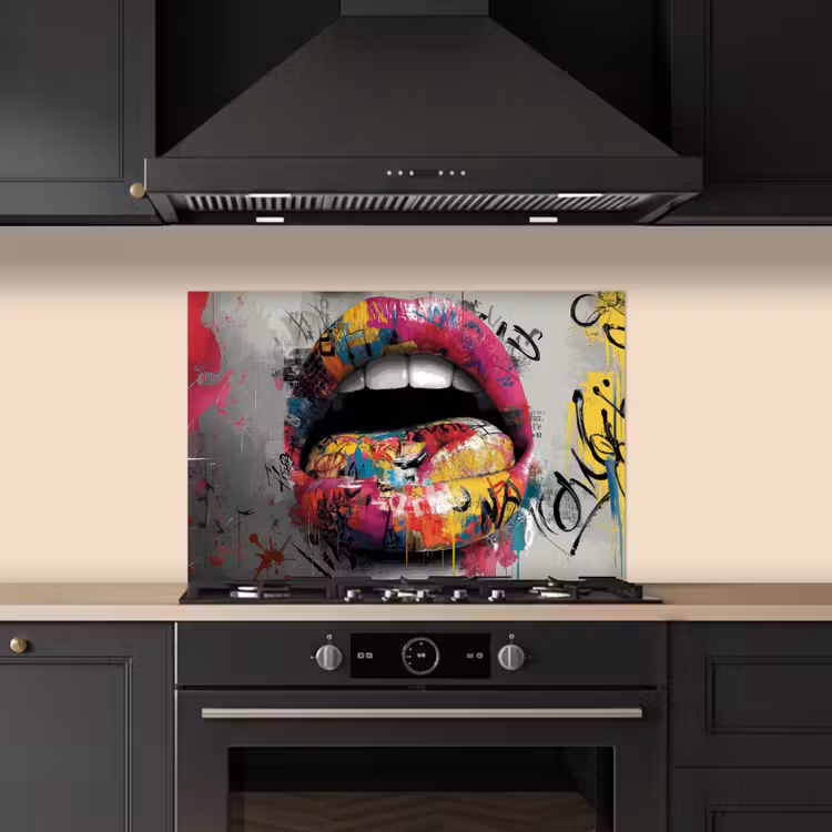 Spatscherm keuken - Lippen - Graffiti - Expressief — 2
