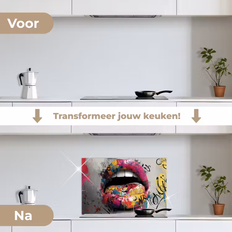 Spatscherm keuken - Lippen - Graffiti - Expressief — 3