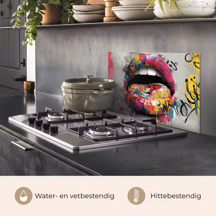 Spatscherm keuken - Lippen - Graffiti - Expressief — 7