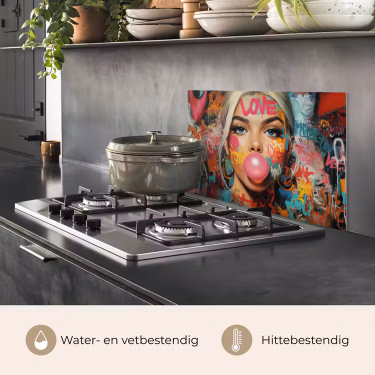 Spatscherm keuken - Vrouw - Kauwgom - Graffiti - Love — 7