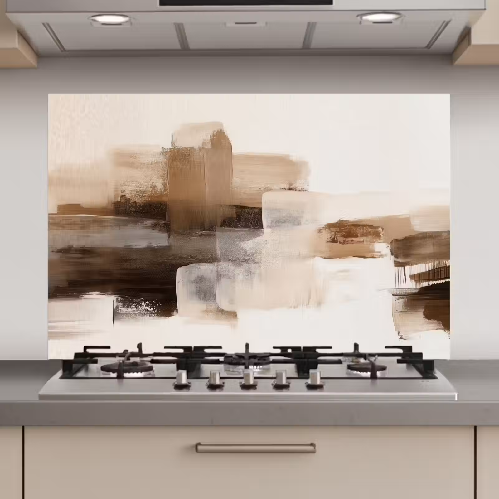Spatscherm keuken - Penseelstreken - Abstract landschap - Rust — 1