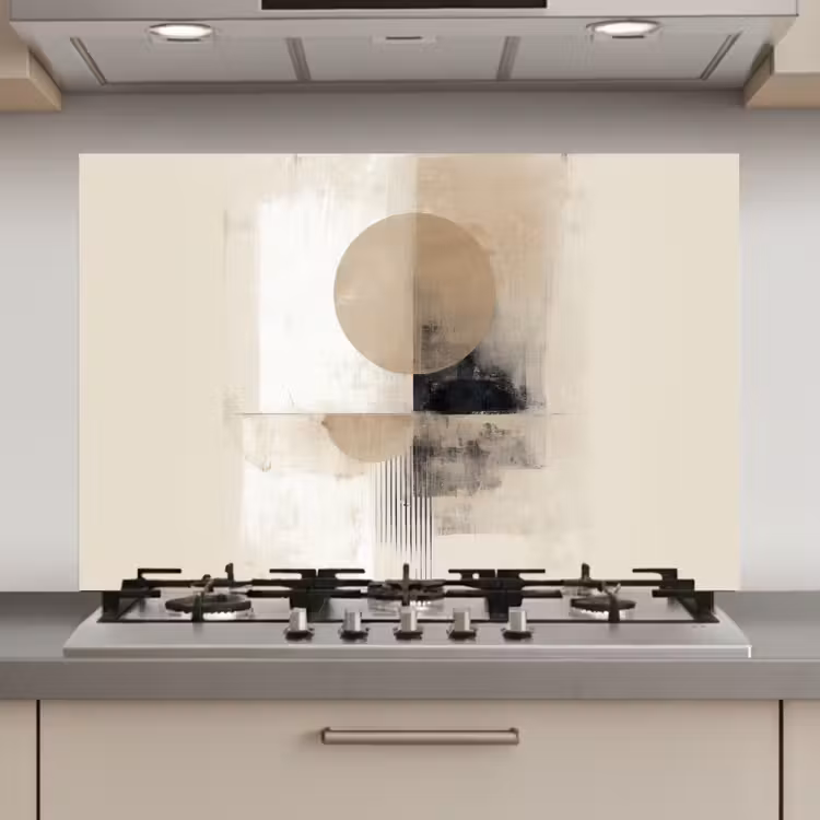 Spatscherm keuken - Cirkel - Compositie - Diepte - Beige — 1