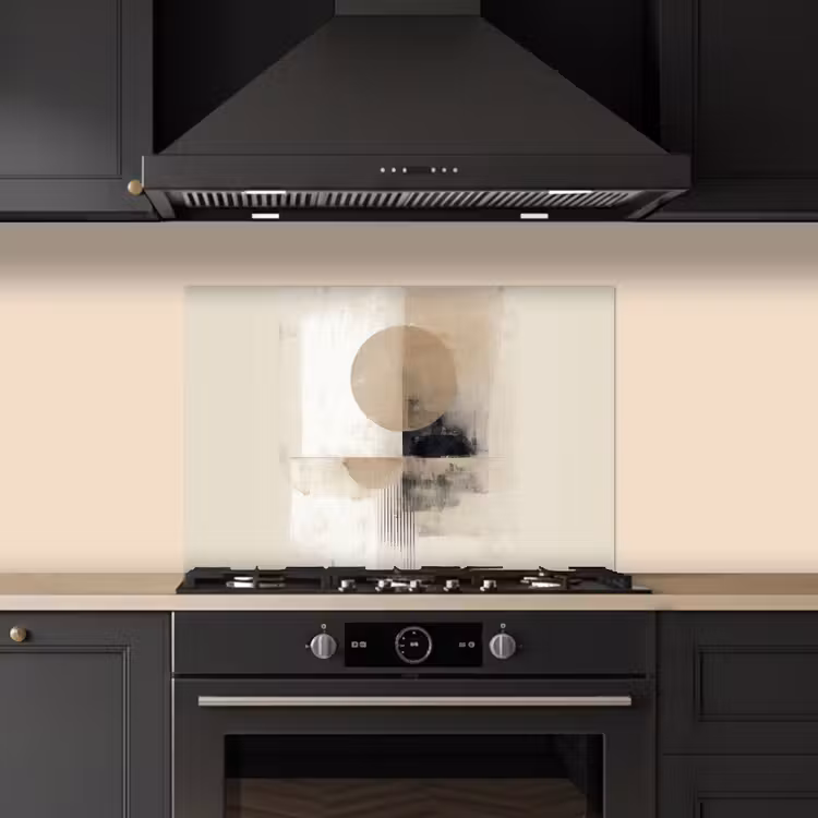 Spatscherm keuken - Cirkel - Compositie - Diepte - Beige — 2