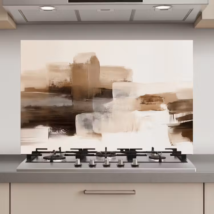 Spatscherm keuken - Penseelstreken - Abstract landschap - Rust — 1