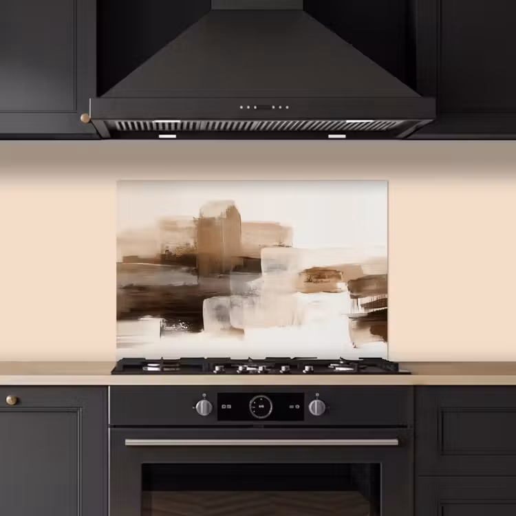 Spatscherm keuken - Penseelstreken - Abstract landschap - Rust — 2