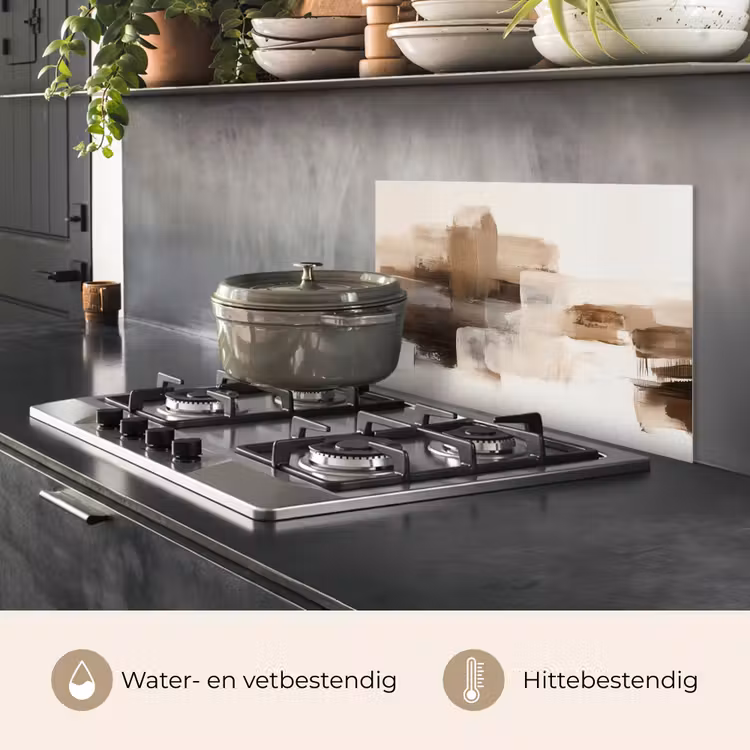Spatscherm keuken - Penseelstreken - Abstract landschap - Rust — 7