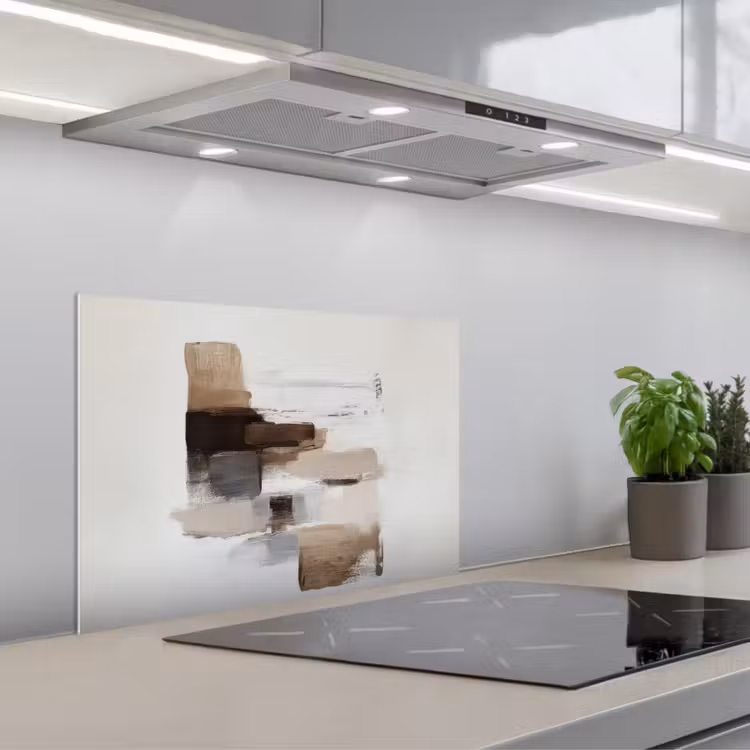 Spatscherm keuken - Penseelstreken - Balans - Beige - Bruin — 5