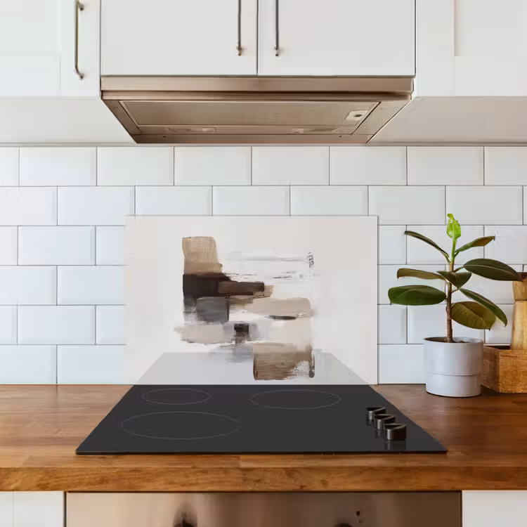 Spatscherm keuken - Penseelstreken - Balans - Beige - Bruin — 6