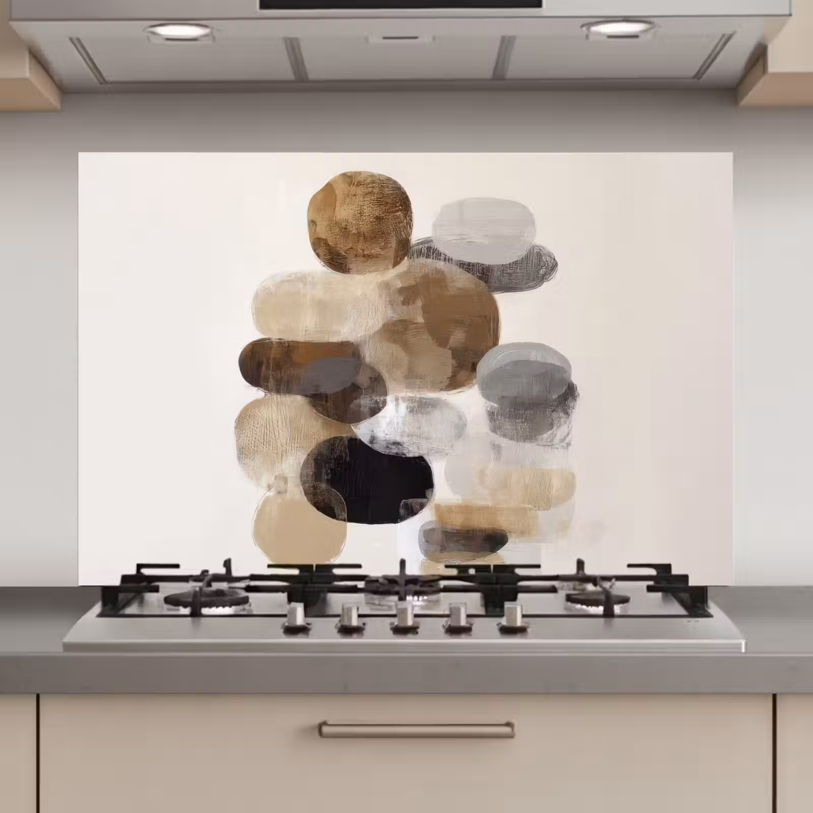 Spatscherm keuken - Ovaal - Kleurvlakken - Penseelstreken — 1