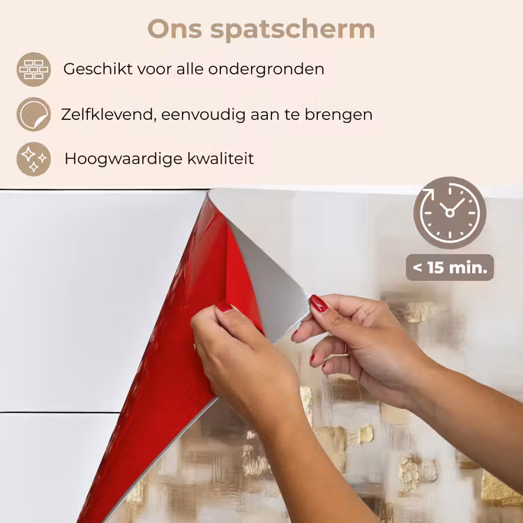 Spatscherm keuken - Abstracte vierkanten - Aardetonen - Mistig — 4