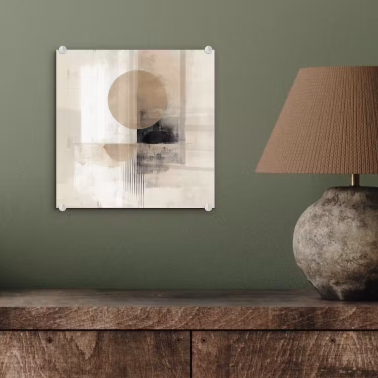 Glas schilderij - Abstracte Cirkel Beige — 4