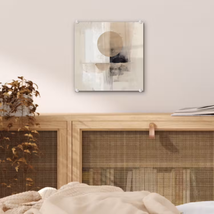 Glas schilderij - Abstracte Cirkel Beige — 5