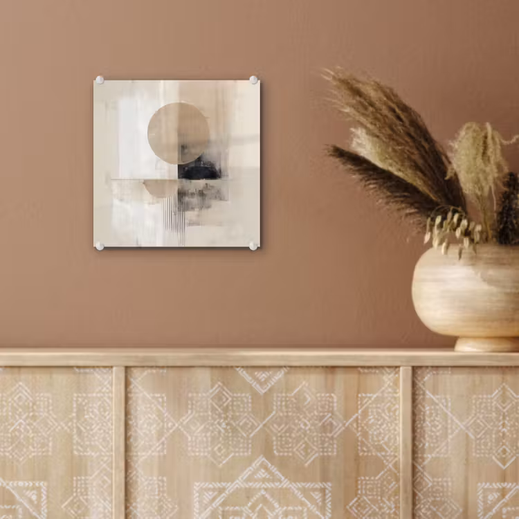 Glas schilderij - Abstracte Cirkel Beige — 6