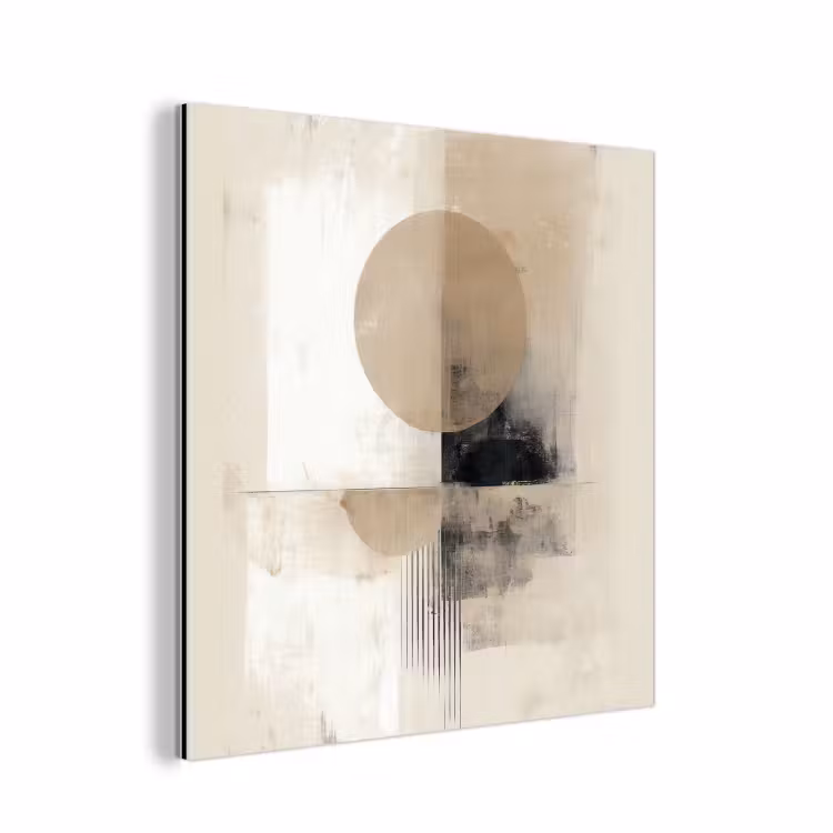 Aluminium schilderij - Abstracte Cirkel Beige