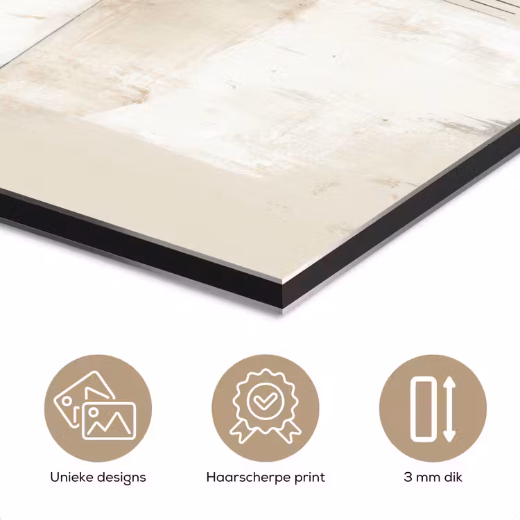 Aluminium schilderij - Abstracte Cirkel Beige — 7