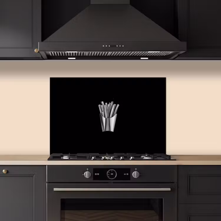 Spatscherm keuken - Frietjes - Futuristisch - Zilver — 2