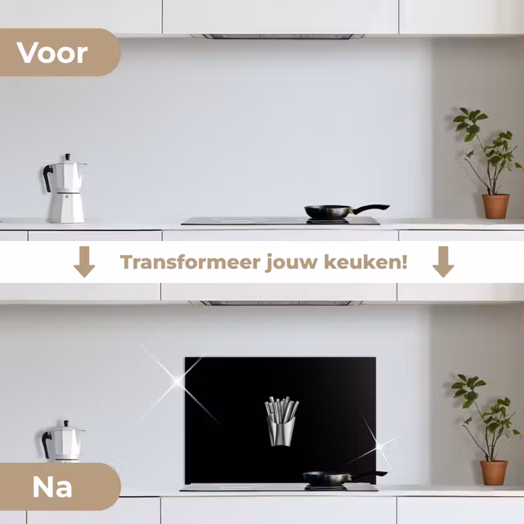 Spatscherm keuken - Frietjes - Futuristisch - Zilver — 3