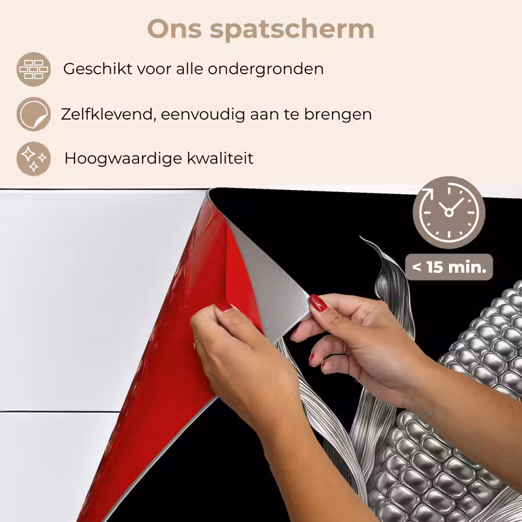 Spatscherm keuken - Maïskolf - Glanzend metaal - Elegant — 4