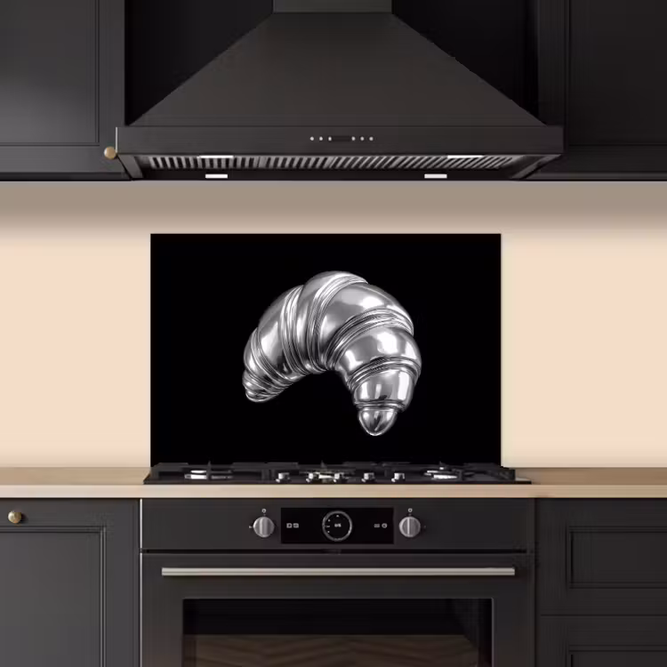 Spatscherm keuken - Croissant - Metaal - Zilver — 2