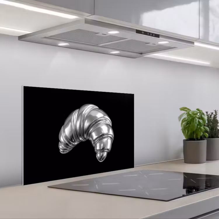 Spatscherm keuken - Croissant - Metaal - Zilver — 5