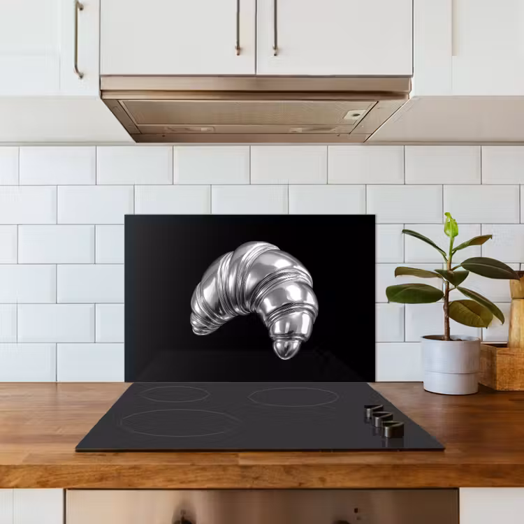 Spatscherm keuken - Croissant - Metaal - Zilver — 6