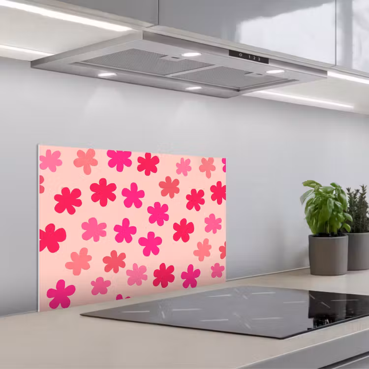 Spatscherm keuken - Bloemen - Patroon - Roze — 4