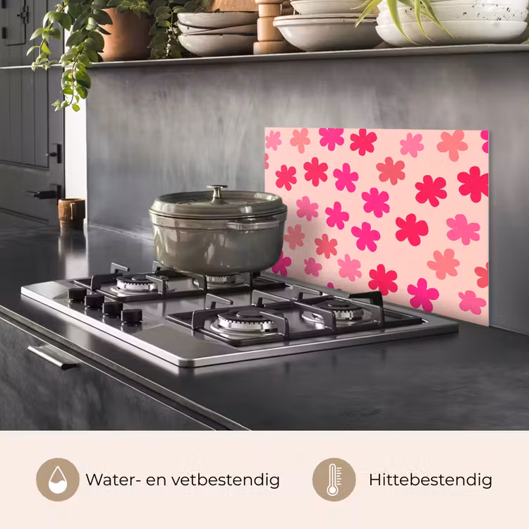 Spatscherm keuken - Bloemen - Patroon - Roze — 6