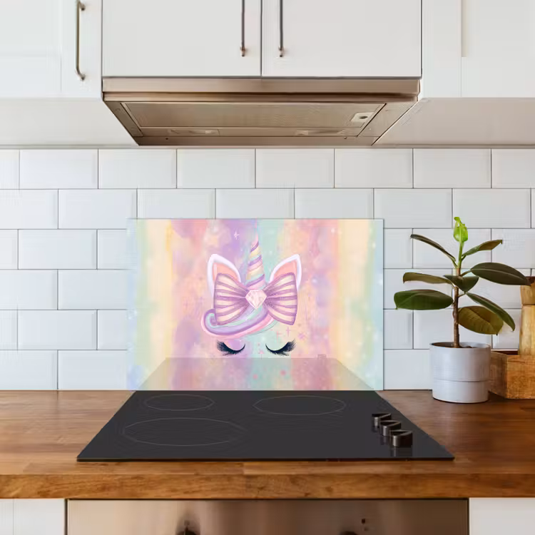 Spatscherm keuken - Eenhoorn - Glitters - Regenboog - Pastel — 5