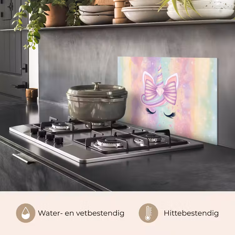 Spatscherm keuken - Eenhoorn - Glitters - Regenboog - Pastel — 6