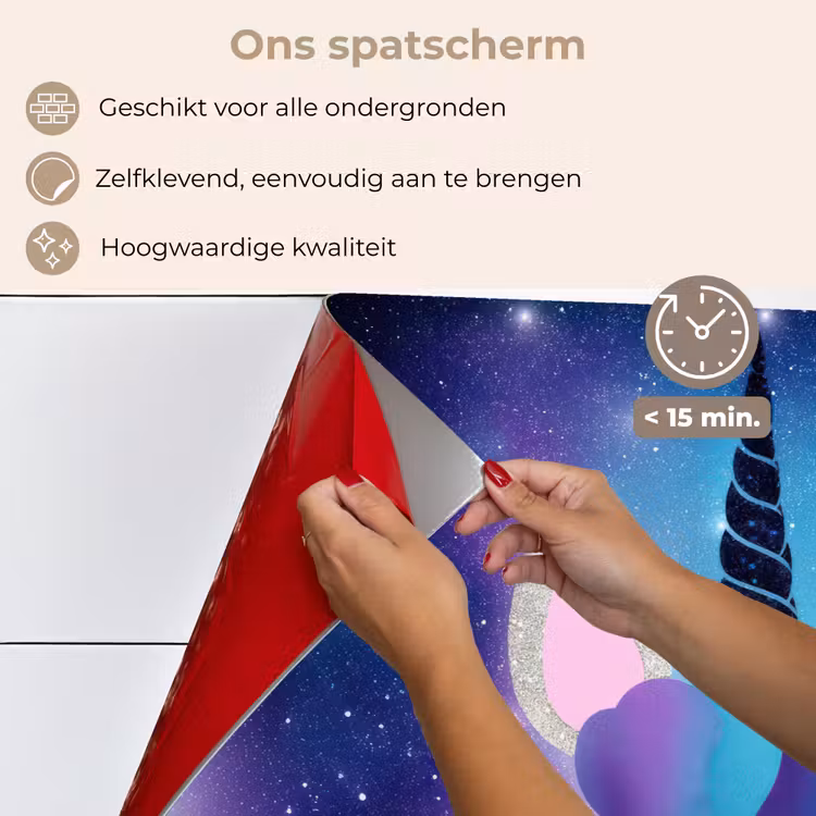 Spatscherm keuken - Eenhoorn - Sterren - Magisch - Blauw — 3