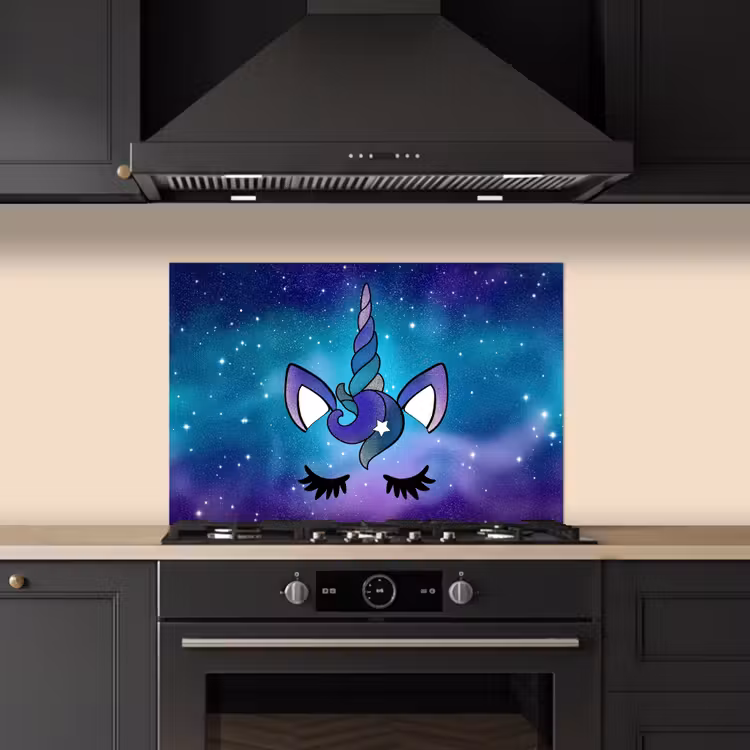 Spatscherm keuken - Eenhoorn - Sterrenhemel - Ster - Blauw — 1