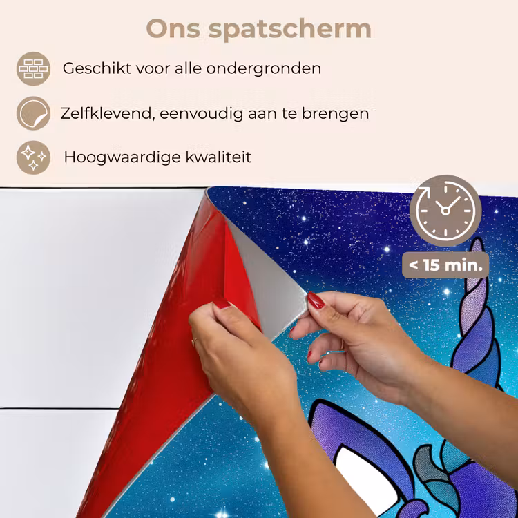 Spatscherm keuken - Eenhoorn - Sterrenhemel - Ster - Blauw — 3