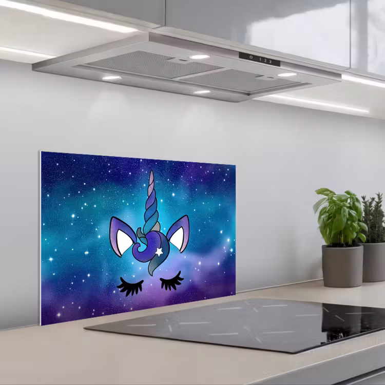 Spatscherm keuken - Eenhoorn - Sterrenhemel - Ster - Blauw — 4