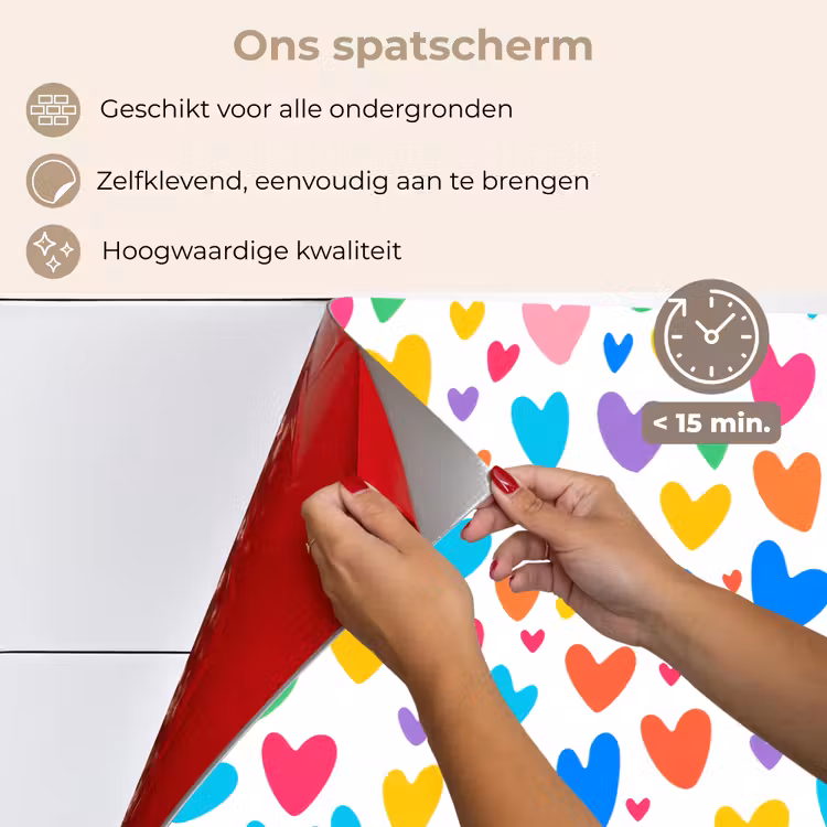 Spatscherm keuken - Hartjes - Kleurrijk - Patroon - Levendig — 3