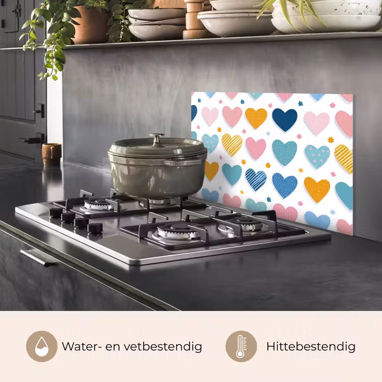 Spatscherm keuken - Hartjes - Pastel - Kleurcontrast - Handgetekend — 6