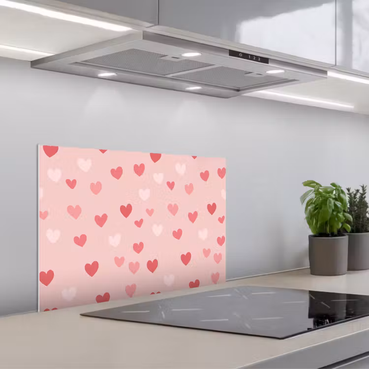 Spatscherm keuken - Hartjes - Patroon - Roze - Eenvoudig — 4