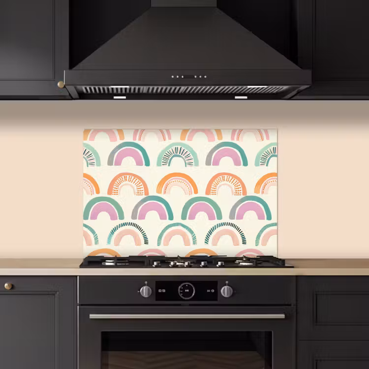 Spatscherm keuken - Regenboog - Pastel - Patroon — 1