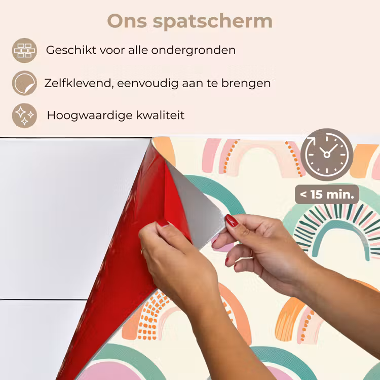Spatscherm keuken - Regenboog - Pastel - Patroon — 3