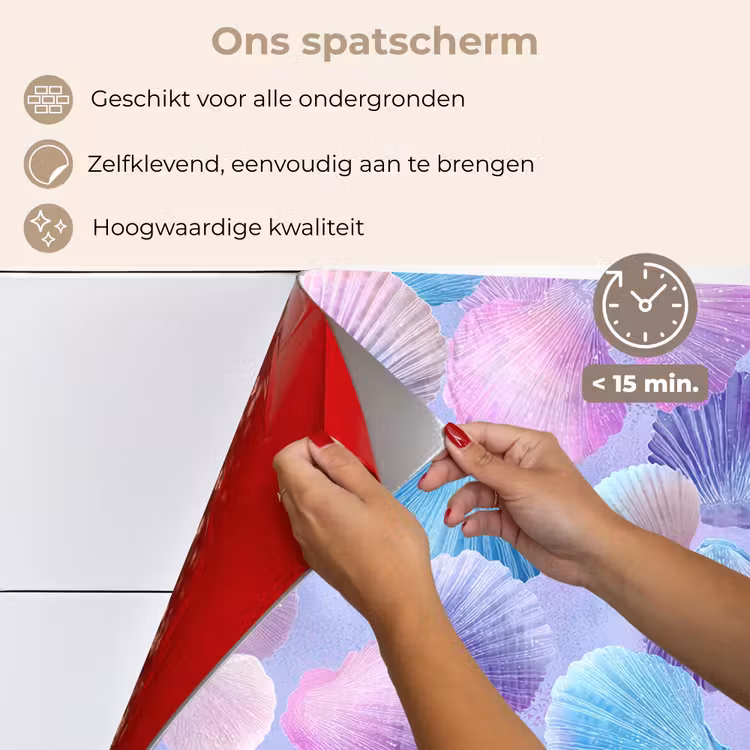 Spatscherm keuken - Schelpen - Paars - Blauw - Patroon — 3