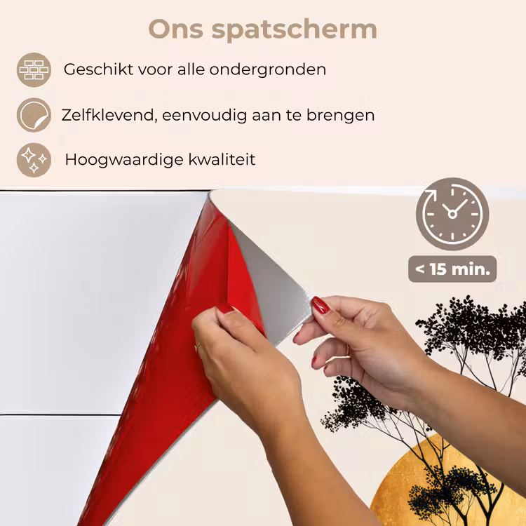 Spatscherm keuken - Zwarte boom - Gouden cirkel - Heuvel — 4