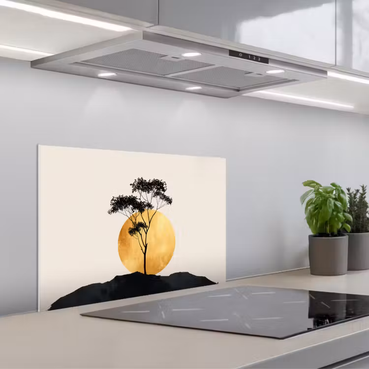 Spatscherm keuken - Zwarte boom - Gouden cirkel - Heuvel — 5