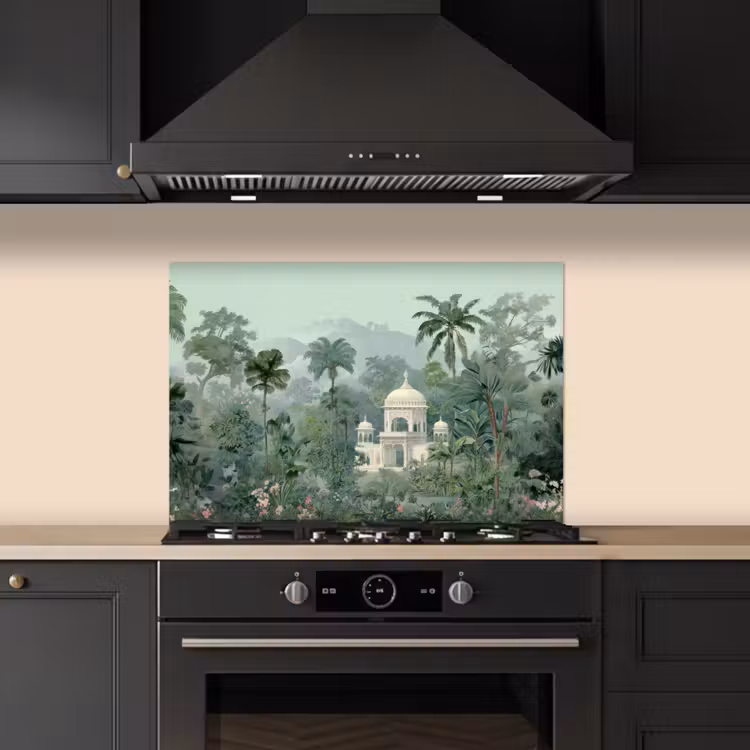 Spatscherm keuken - Tropische tuin - Koepelgebouw - Bloemen — 2